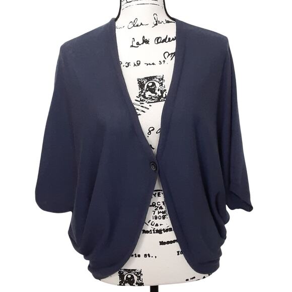 Theory Kimora 100% Cashmere Wrap Sweater Cocoon Shawl Blue Crop Womens S Ballet - Picture 1 of 8